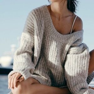 Free People blue bell v neck sweater in grey